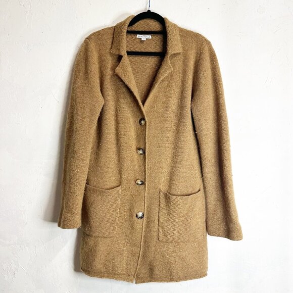 J. Crew Mercantile Long Brown Lambs Wool Button-Front Cardigan Coat Womens Mediu - Picture 1 of 9